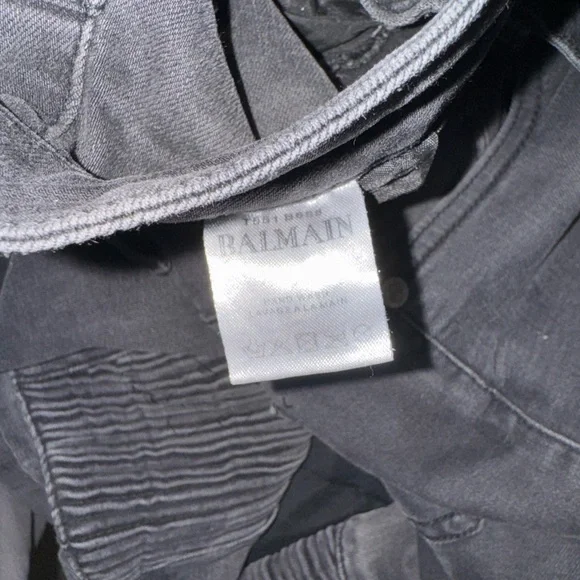 Balmain Distressed Black Skinny Jeans for Men